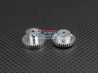 Kyosho Motorcycle NSR500 Upgrade Parts Aluminum Wheel Gear Assembly (KM155-19T36T, KM153-11T37T) Install With GPM KM012A Gear Box - 2Pcs Set Silver