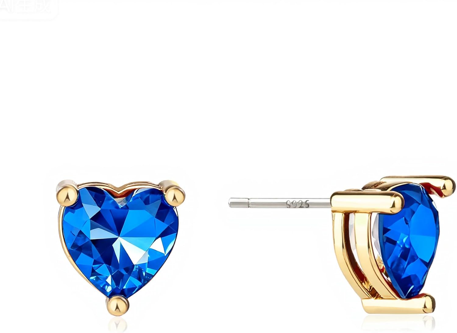 925 Sterling Silver post Crystal Heart Stud Earrings for Women Hypoallergenic 14K Gold Plated Gifts for Women