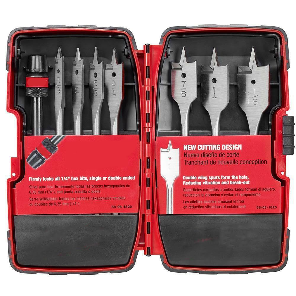 BEbexi Suitable for Milwaukee 49-22-0175 8PC 6-Inch Versatile Universal Flat Boring Bit Set