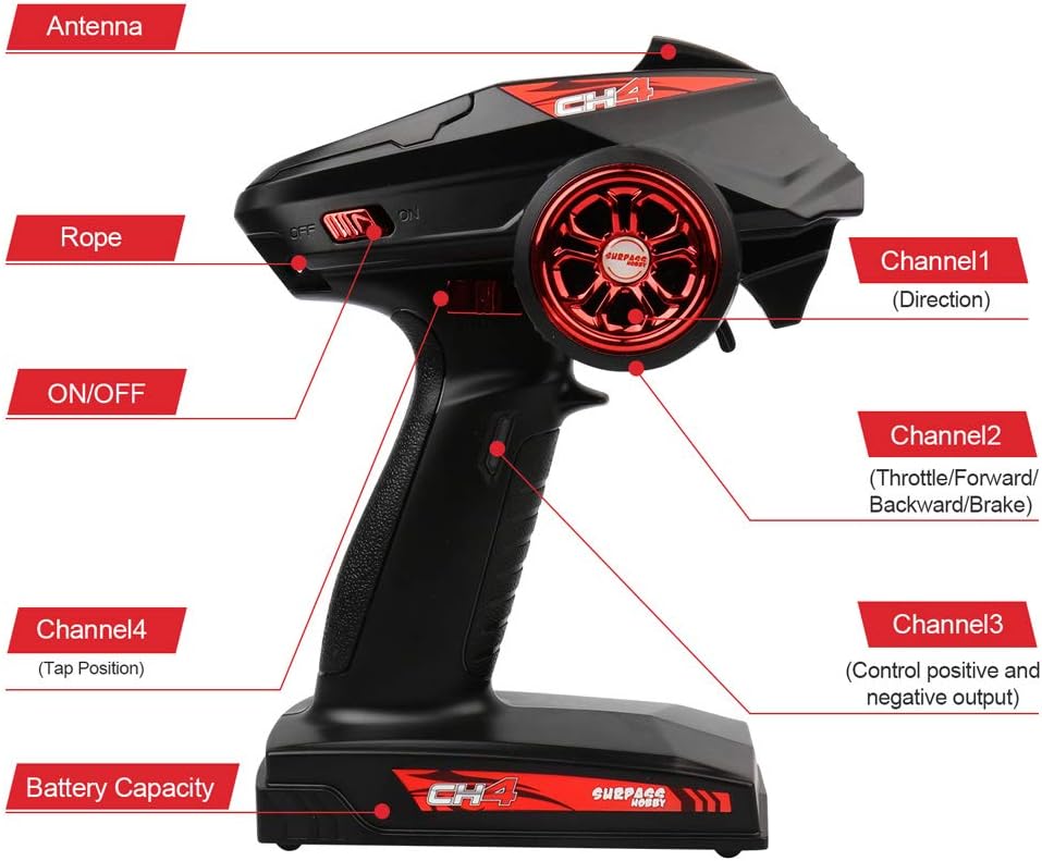 2.4G 4 CH RC Transmitter with Receiver Super Response Radio System Remote Controller Transmitter for RC Car Boat Tanks Model : Toys & Games