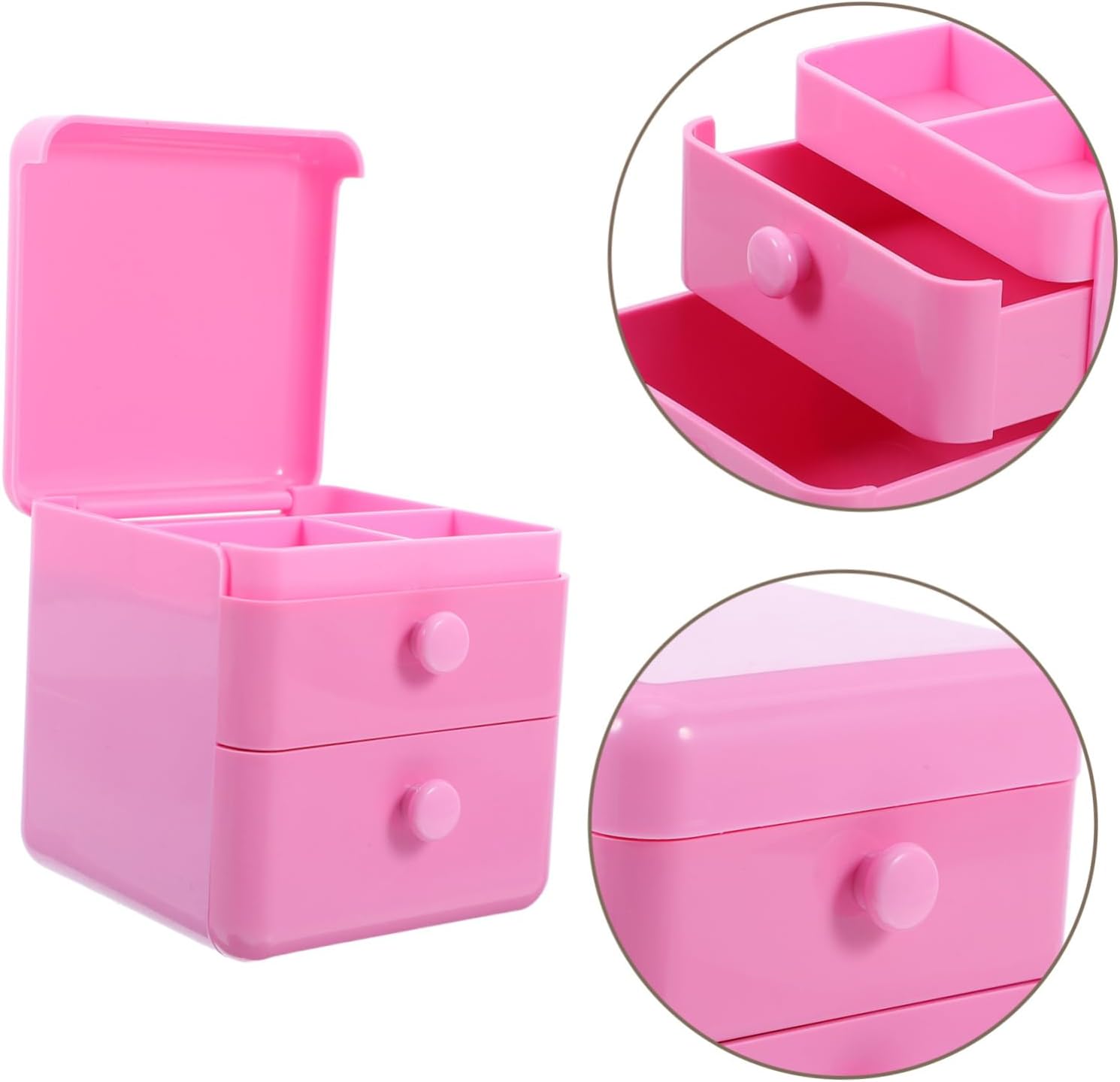 VICASKY Cute Pink Jewelry Box with Stylish Organizer for Rings Necklaces and Hair Accessories for Vanity Decor and Bedroom Storage