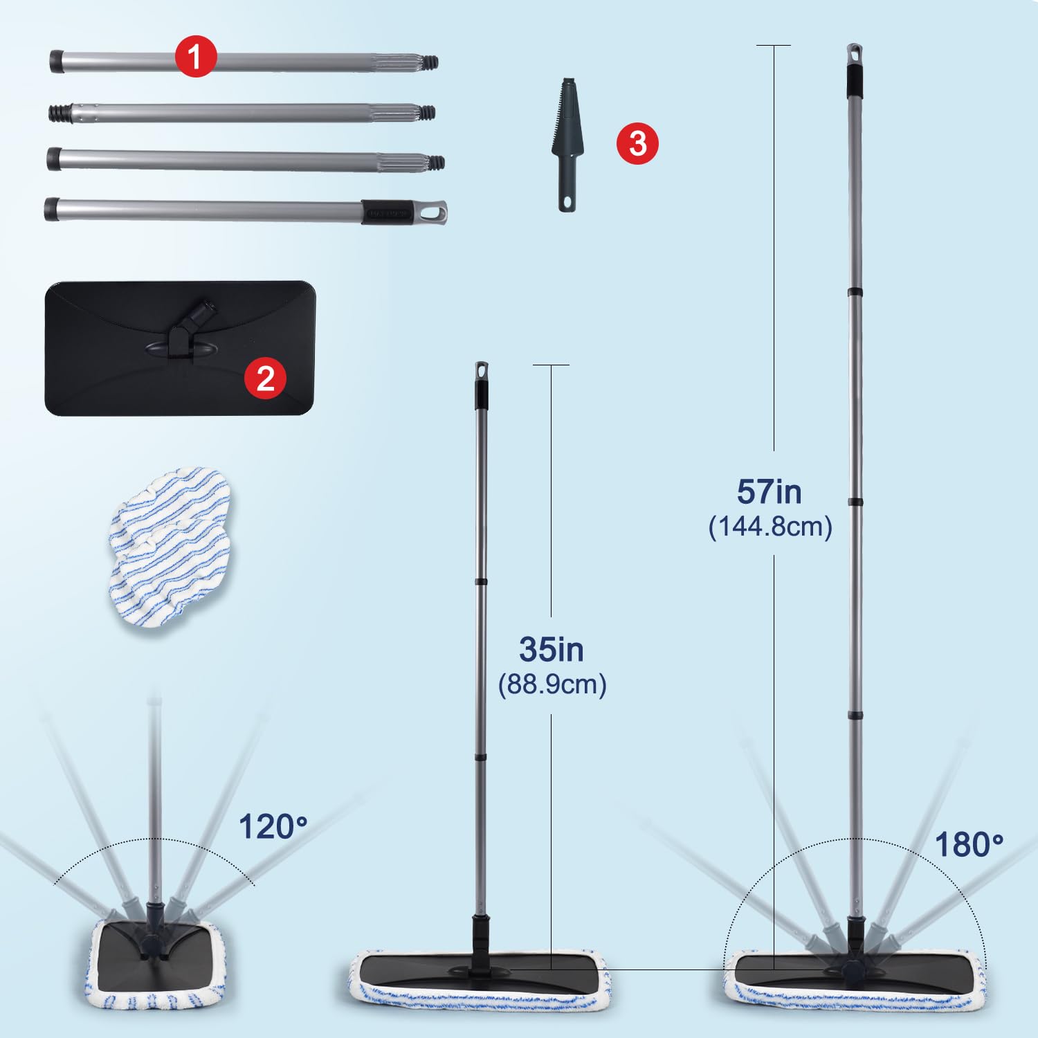 Matthew - Mopa de microfibra compatible con mopa de microfibra de suelo de madera dura, reutilizable y lavable de 15 x 8 pulgadas, paquete de 3 repuestos de fregona húmeda de microfibra para limpieza