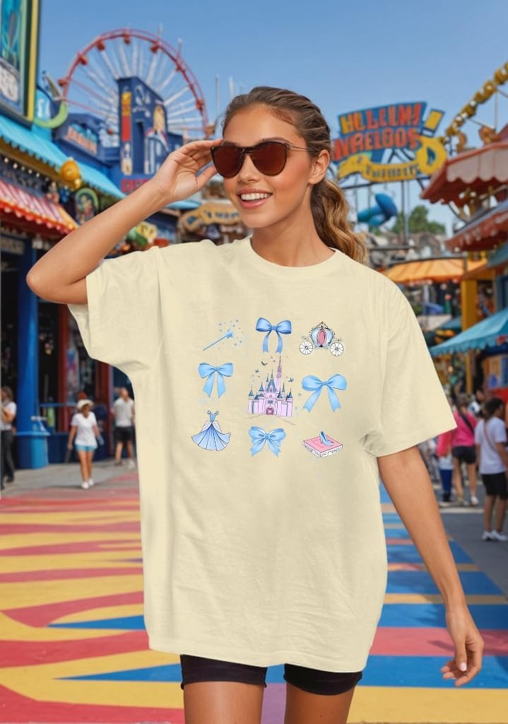 Oversized Magical Shirts for Women Happiest Place on Earth Tshirt Graphic Tees Family Holiday Vacation Short Sleeve Tops - Image 3
