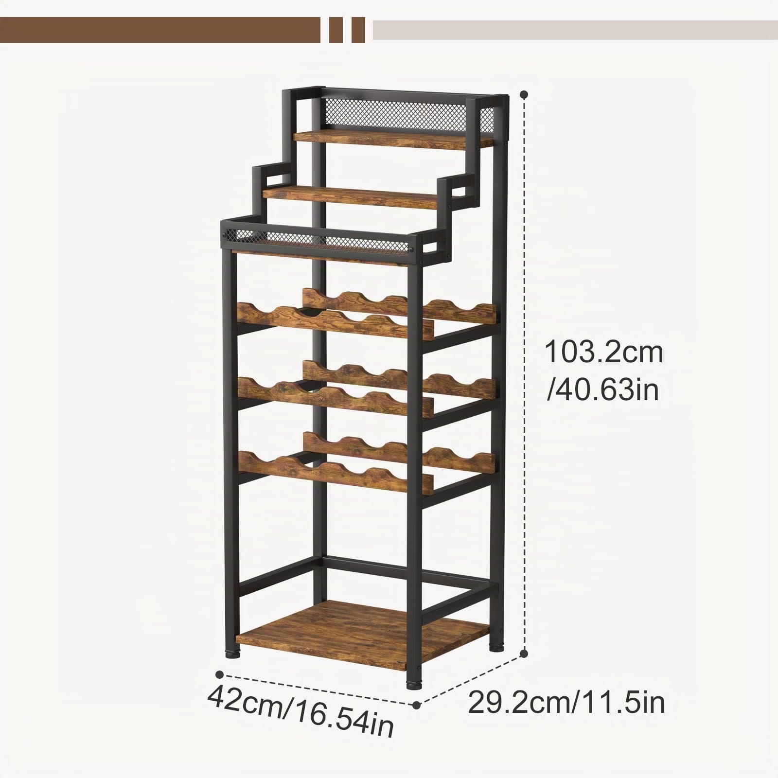 Portabottiglie da Terra a 5 Livelli, Grande Capacità Portabottiglie Autoportante in Metallo Versatile Cantinetta da Terra Indipendente Per Bar, Soggiorno, Angolo Relax, Sala da Pranzo 42x29.2x103.2CM