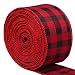URATOT Red and Black Plaid Burlap Ribbon Christmas Wired Ribbon Wrapping Ribbon for Christmas Crafts Decoration, Floral Bows Craft, 236 by 1.9 Inch (6.3cm)