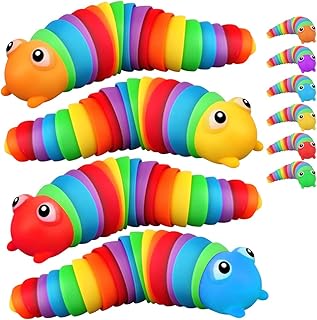 لعبة تململ مفصلية بشكل كاتربيلر بألوان قوس قزح، ألعاب ممتعة لتخفيف التوتر والضغط بشكل يرقة للأطفال والبالغين للذين يعانون من التوحد واضطراب فرط الحركة ونقص الانتباه - (4 قطع، كاتربيلر)