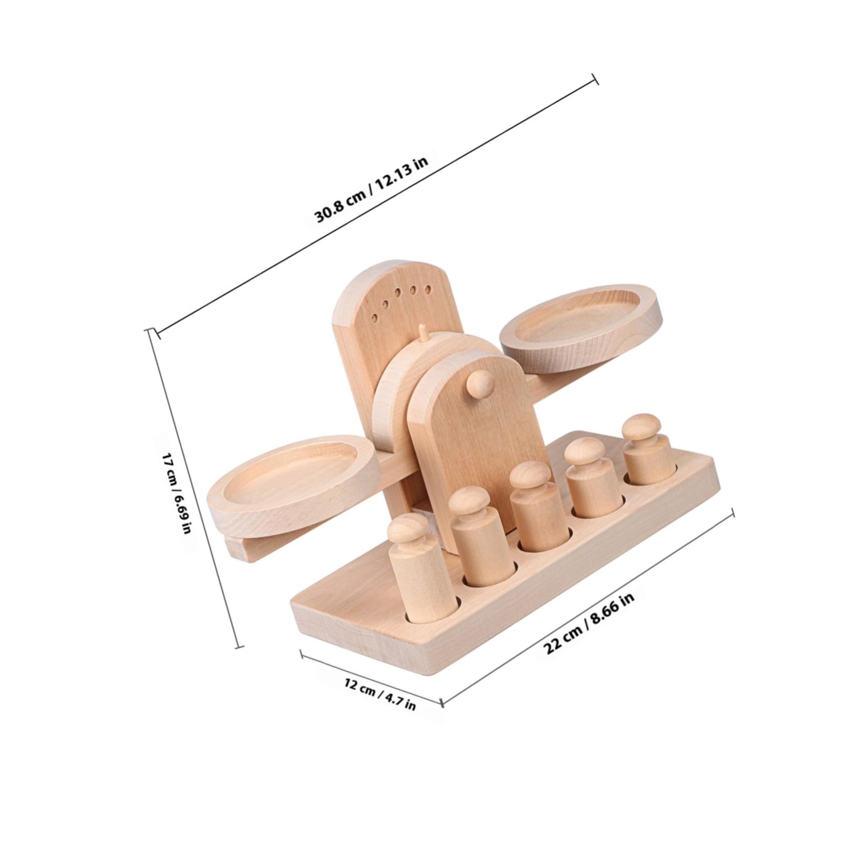 Giocattolo Educativo in Legno per Bambini Bilancia a Doppio Piatto, Gioco Creativo e Bilanciamento per Festa Scuola Decor e Apprendimento Divertente
