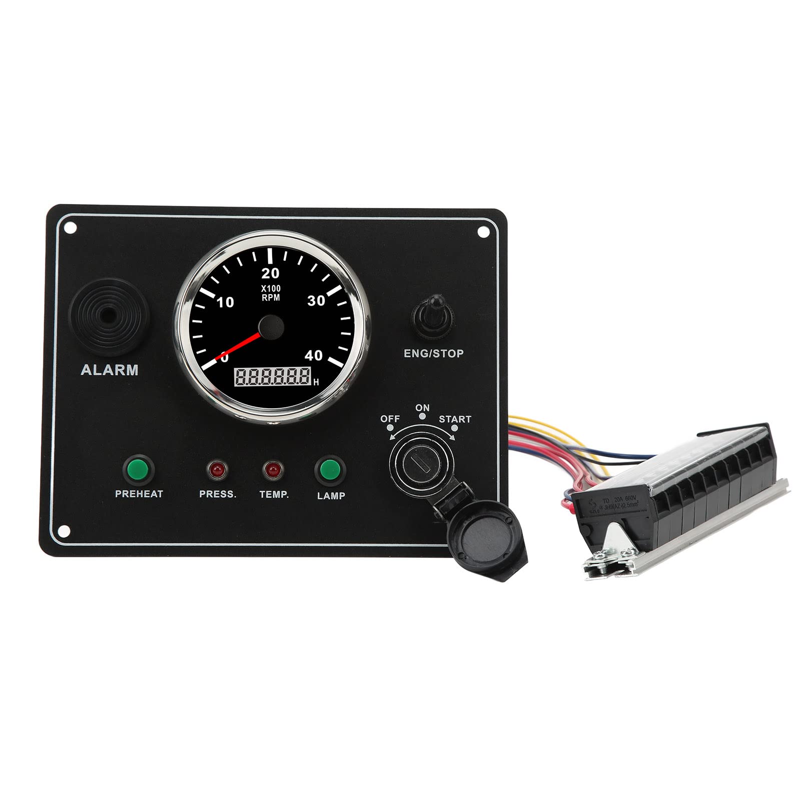 Panel de Instrumentos Multifuncional para Barcos con 4000 RPM, Cuenta con Panel de Interruptores RV Retroiluminado Rojo y Función de Alarma, Ideal para Barcos y Yates Marinos (12V)