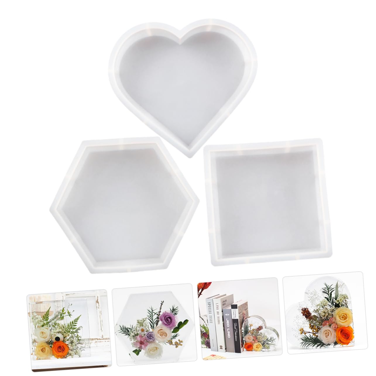 Stampo in Silicone A Forma Di Cuore Per Resina Epossidica Esagonali Quadrati Per Ornamenti Fai Da Te