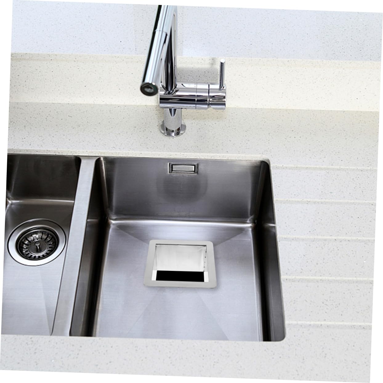 VOSAREA 160a Easy-Clean Stainless Steel Counter Trash Chute Grommet Drop Kitchen Waste Bin Grommet Scratch-Resistant