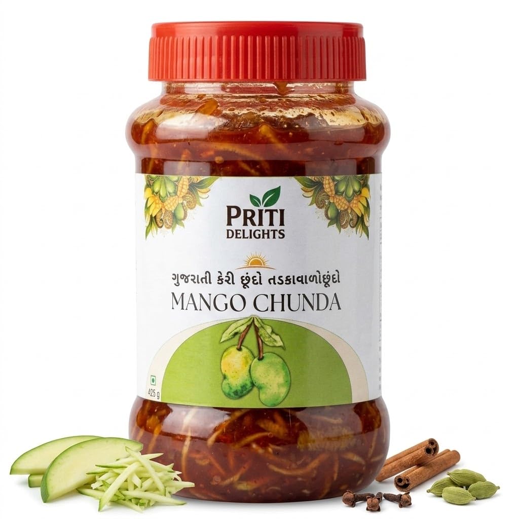 Priti Delight Gujarati Mango Chunda | Authentic Gujarati Chunda Pickle | Oil Free | Sun Dried Chundo | Preservative Free Pickle, 425g-picture-17