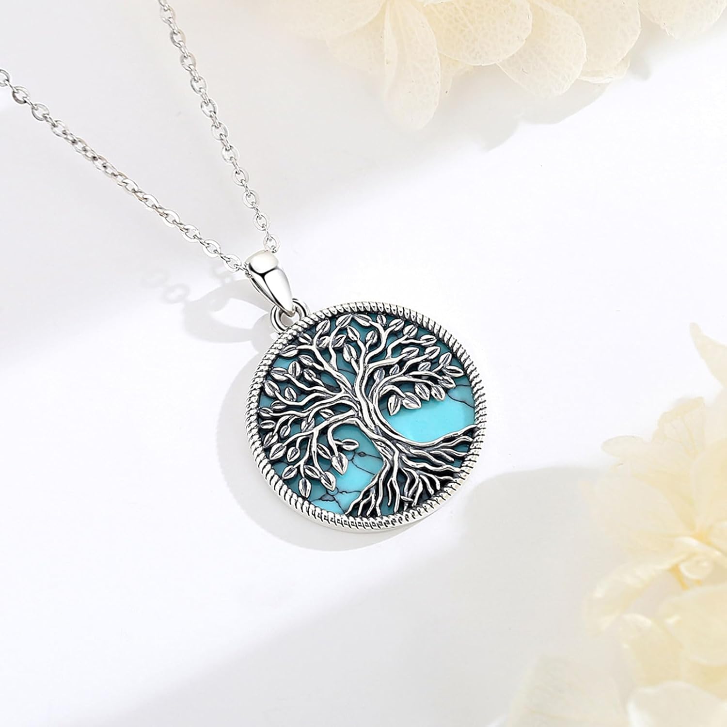 EUDORA Moonstone Turquoise Necklace for Women S925 Sterling Silver, Angel Tears Water Droplets Pendant Grandma Necklace Jewelry for Women Gifts for Mother in Law Mothers Day Gifts for Mom, 20"