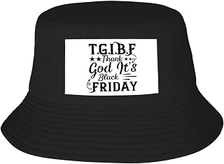 Summer Style Essential T.G.I.B.F Thank God It's Black Post-Thanksgiving Friday Double Layer Fold Able Fisherman Hat Sun Cap for Sun Protection and Fashion