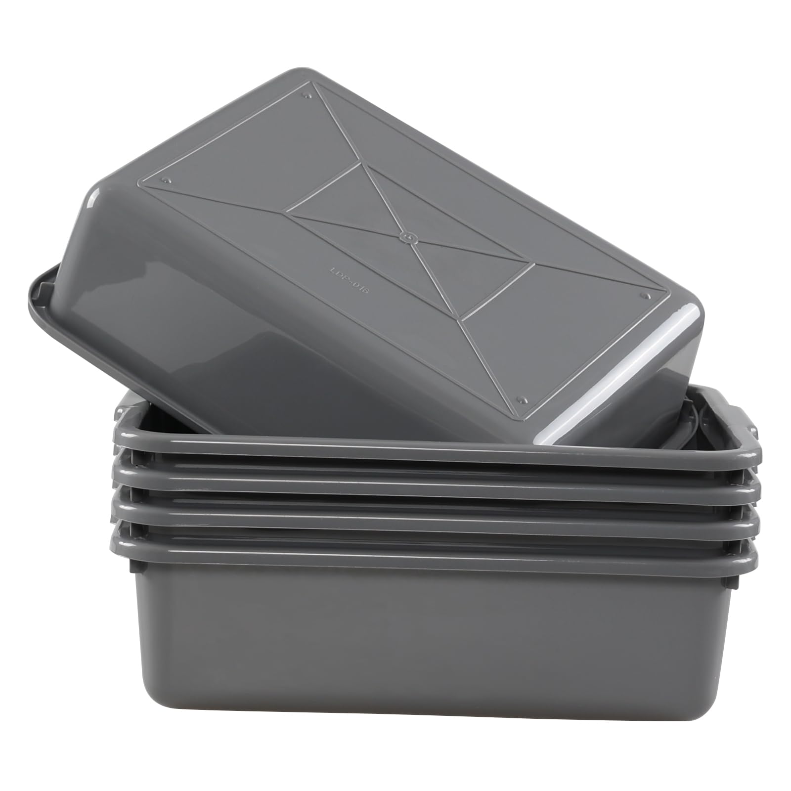 Farmoon Lot de 5 bacs de service alimentaire 8 L, petite boîte de bus commerciale, gris