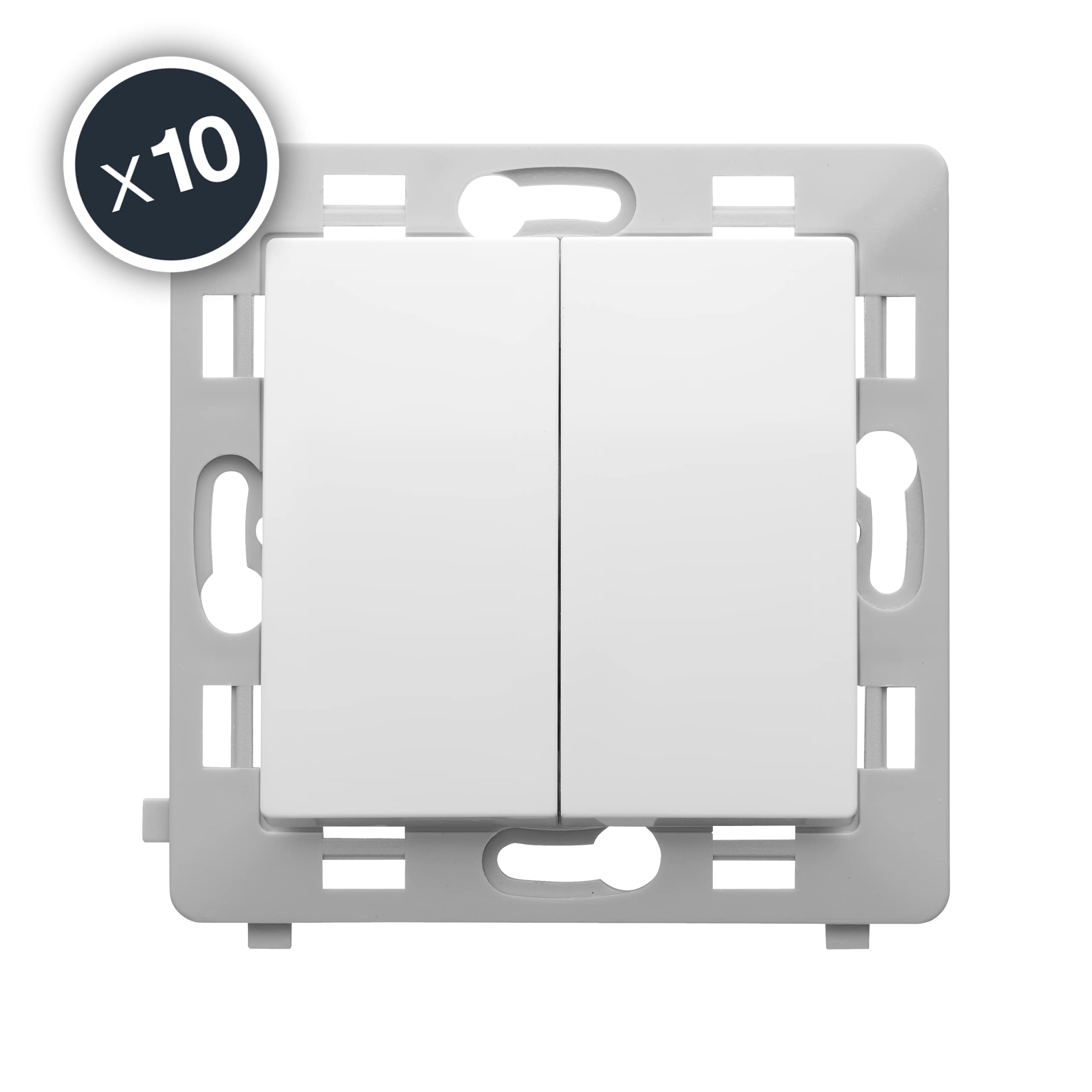 Mecanisme Double Poussoir Blanc Boite De 10 - Gamme Caly - DEBFLEX 802012
