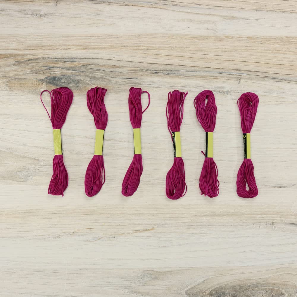 Embroidery Floss Pack – 6 Skeins, 8.7 Yards Each – Wine Red Embroidery Floss for Needlework, DIY Bracelets, Crafting, Weaving