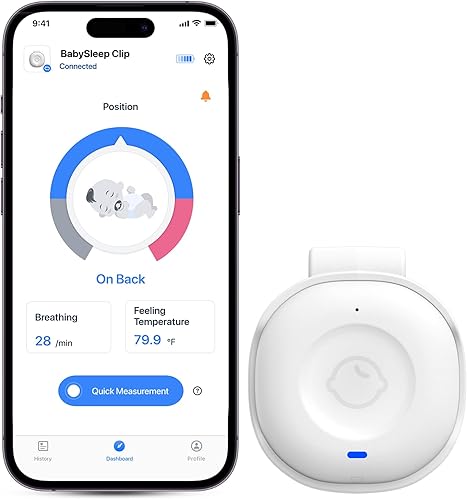 Babytone Monitor inteligente para bebé, monitor de respiración para bebés con alarma y sobrecalentamiento, rastreador de temperatura en tiempo real,