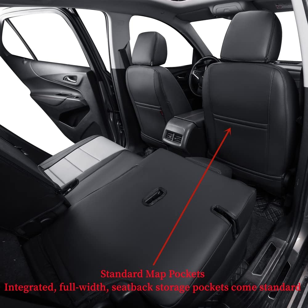 coverdream Custom Fit Colorado Car Seat Covers for 2014-2021 2022 Chevy Colorado Crew Cab, LT, Z71, ZR2,Full Coverage Waterproof Leather Seat Protector (Full Set,Black/Gray)