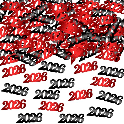Image of KatchOn, Red and Black Grad Confetti - Pack of 500 | Graduation Confetti Class of 2026 | Grad Table Decorations | Red and Black 2026 Graduation Decorations | Prom Decorations 2026, Graduation Decor