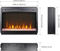 Vista 7 de Insertos de chimenea eléctrica de 23 pulgadas, insertos de chimenea para chimenea existente con 8 colores de llama, insertos de chimenea de 1400 W