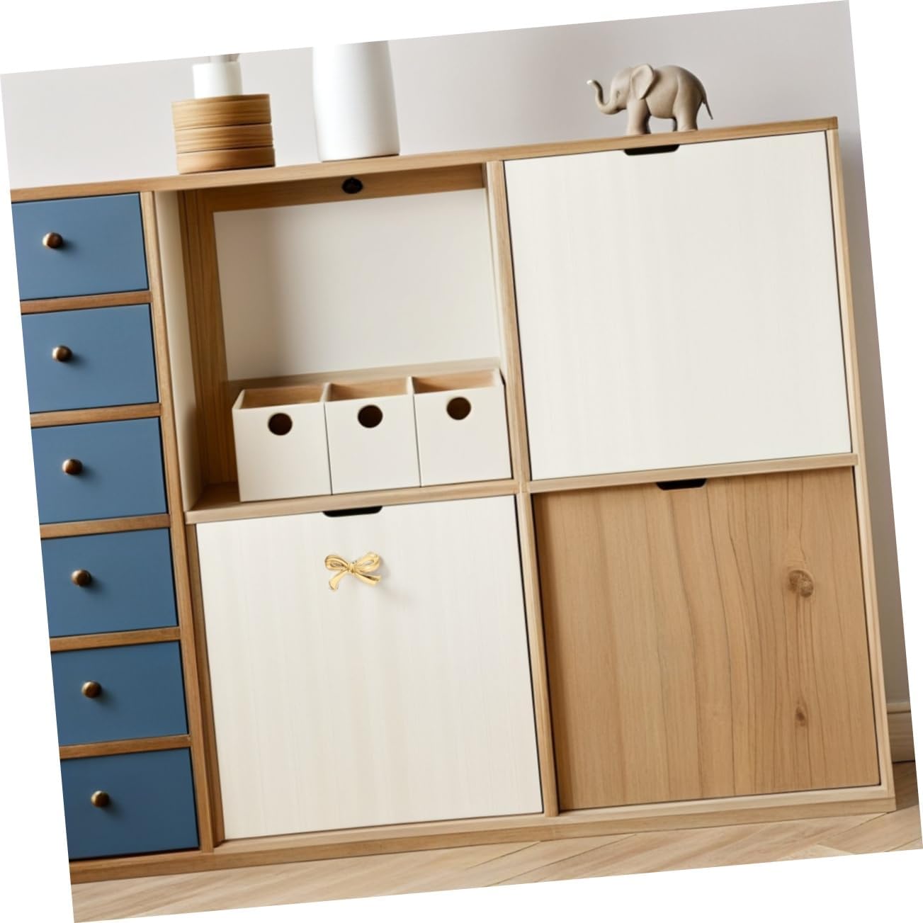 6pcs Bow Drawer Pulls Vintage Brass Cabinet Knobs Easy Installation Decorative Handles for Closet Cupboard Dresser and Kitchen Hardware