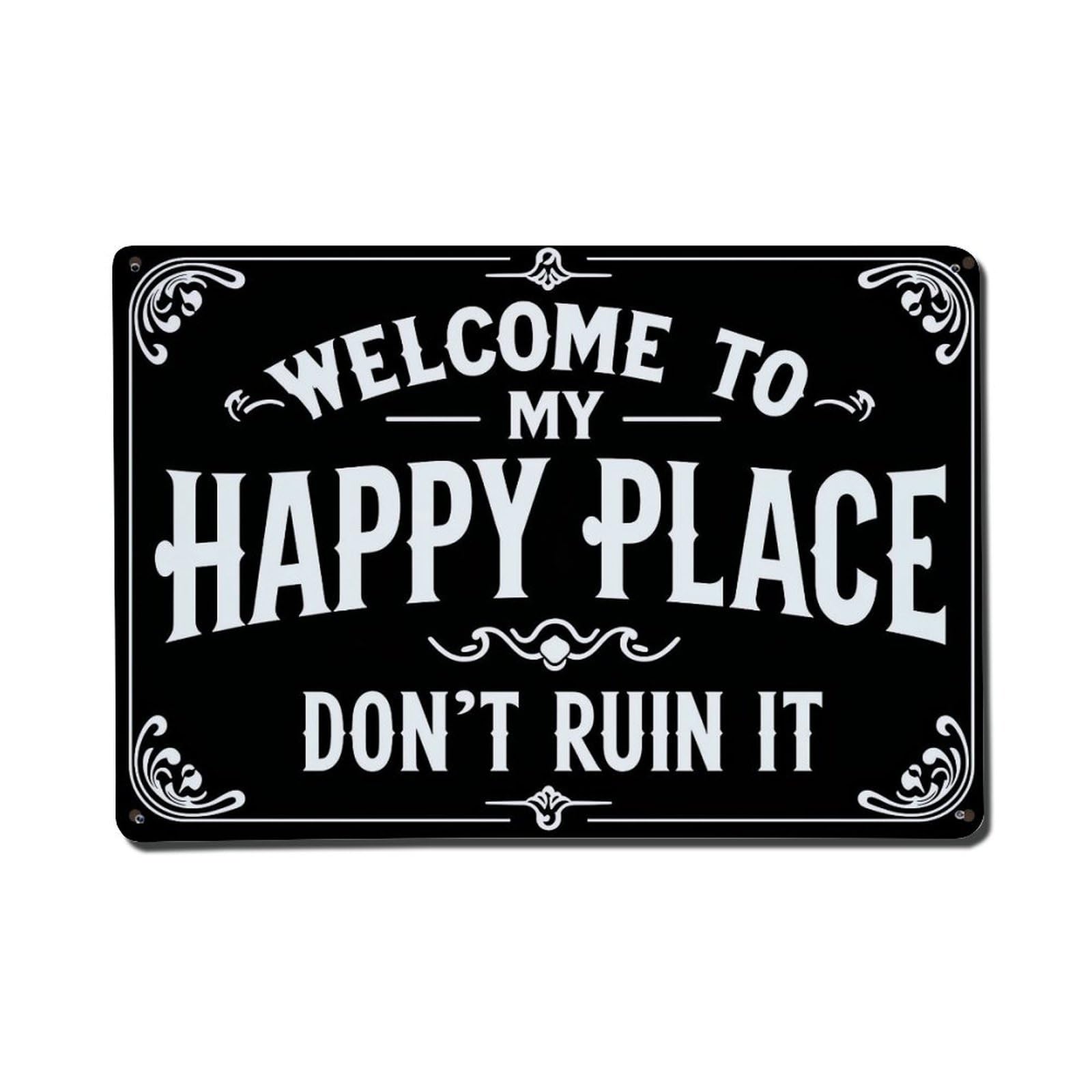 Nestemfo Vintage Welcome To My Happy Place_1 Tin Sign Metal Sign, Living Room,Bar, Home, Bedroom Wall Decor,Retro Metal Poster 8X12 Inches