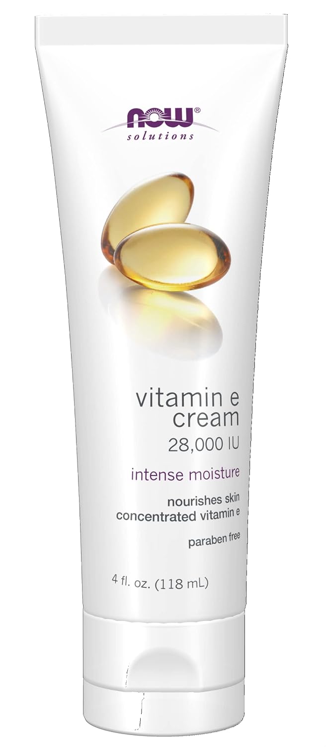 NOW Solutions, Vitamin E Cream 28,000 IU, Intense Moisture, Concentrated Vitamin E, 4-Ounce