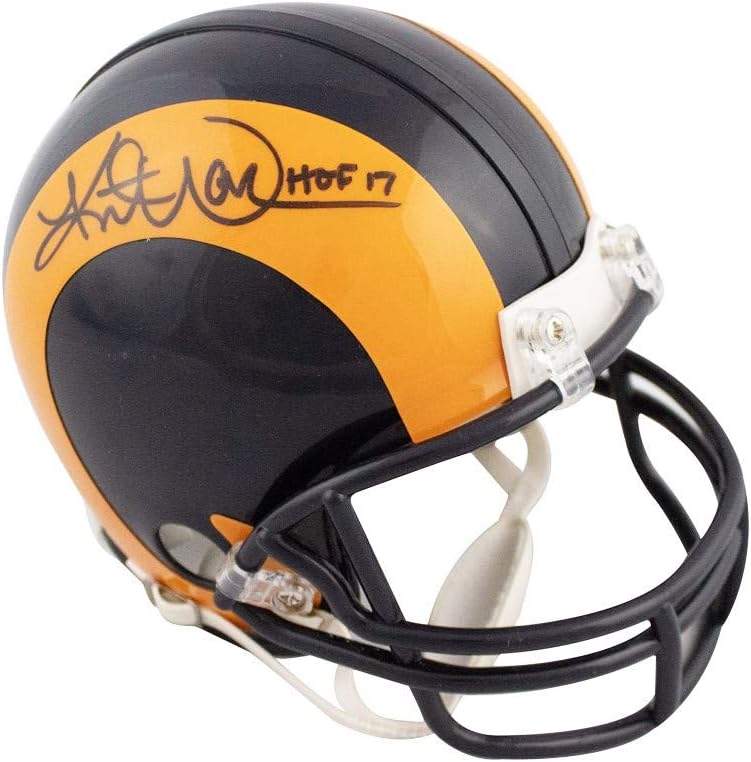 Kurt Warner HOF Autographed St Louis Rams Mini Football Helmet - BAS COA : Collectibles & Fine Art