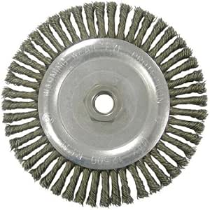Weiler 4-Inch Carbon Steel Wheel Brush - 0.014" Bristles, Arbor Attachment, 20,000 RPM Max