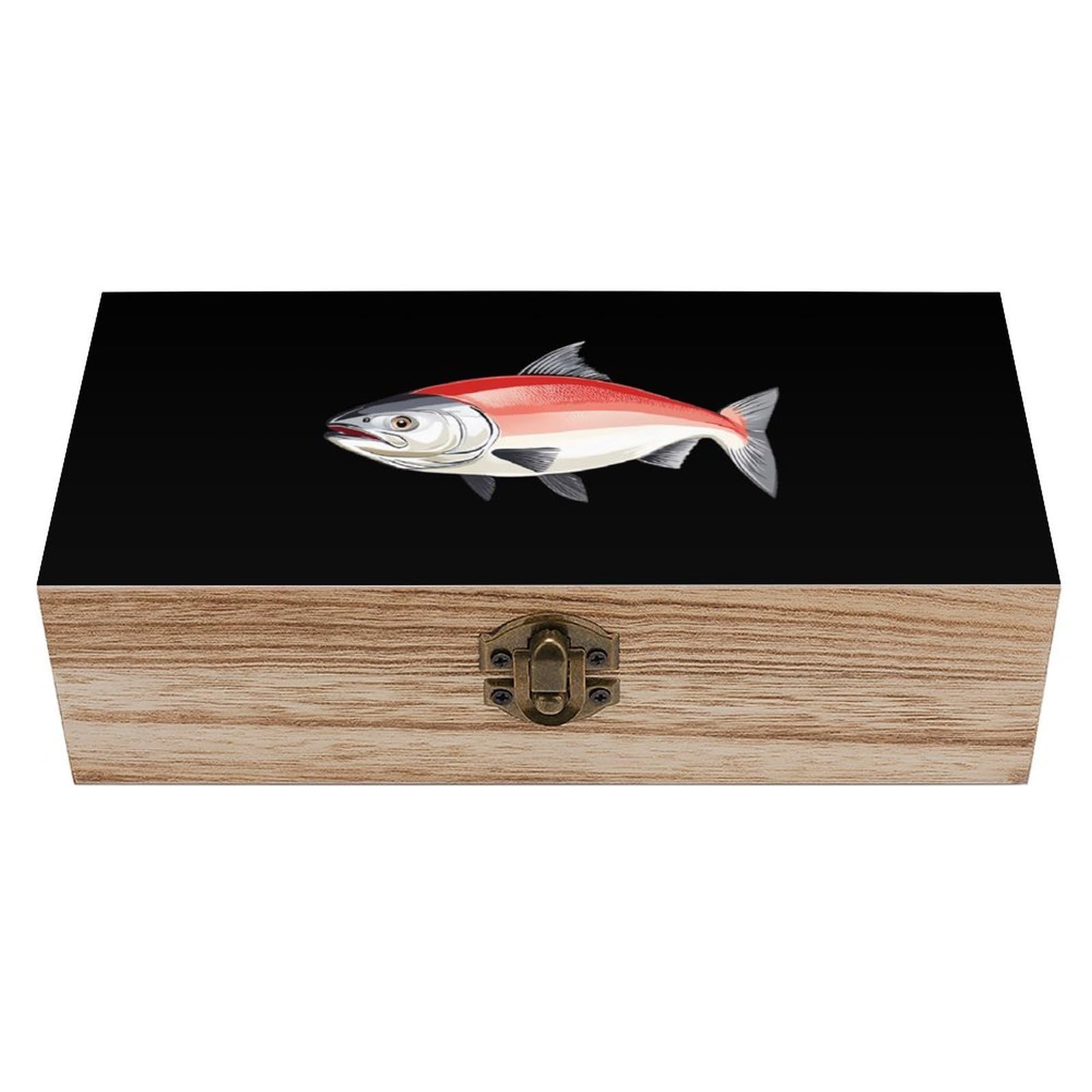 HLBSDM Salmon Wooden Storage Box with Front Clasp Vintage Keepsake Boxes for Jewelry Decorative Gift Ideas for Men Women
