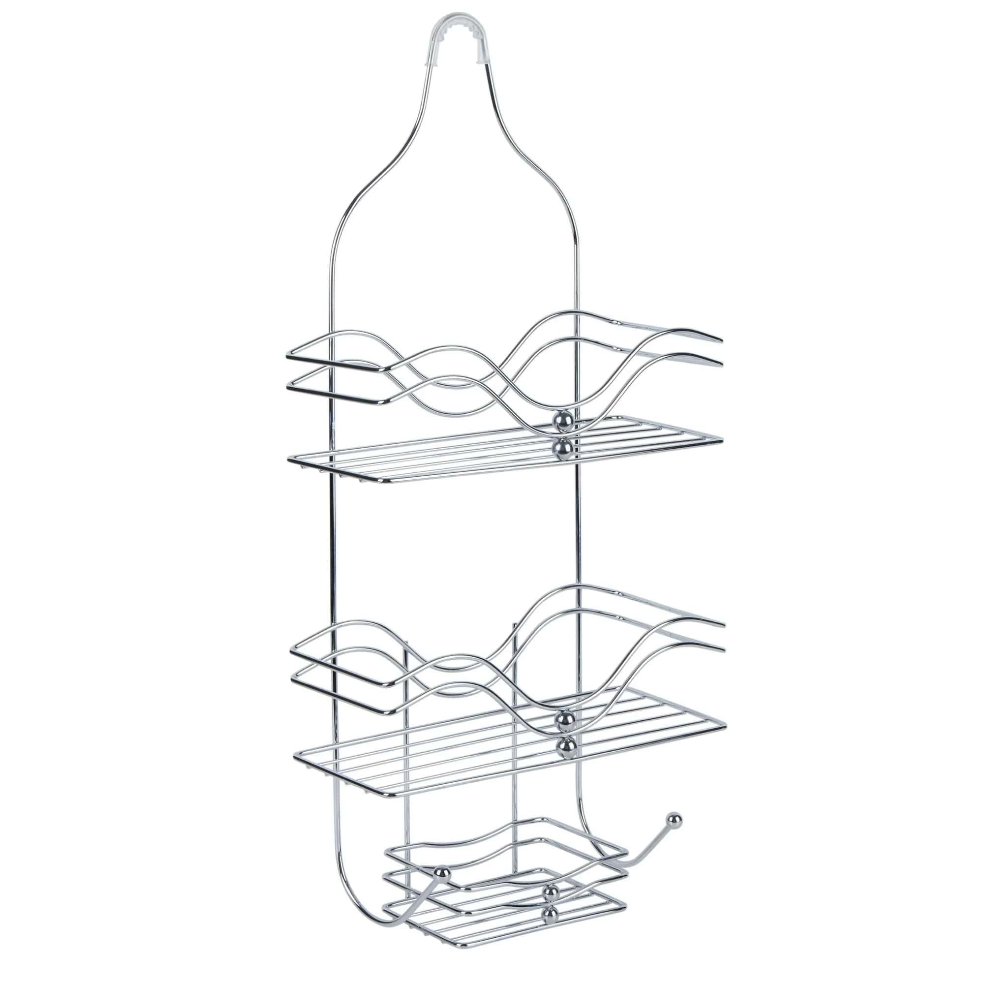Shower Caddy Chrome Bathroom Organizer Shelf Wall-Mounted Storage for Shampoo Soap and Accessories