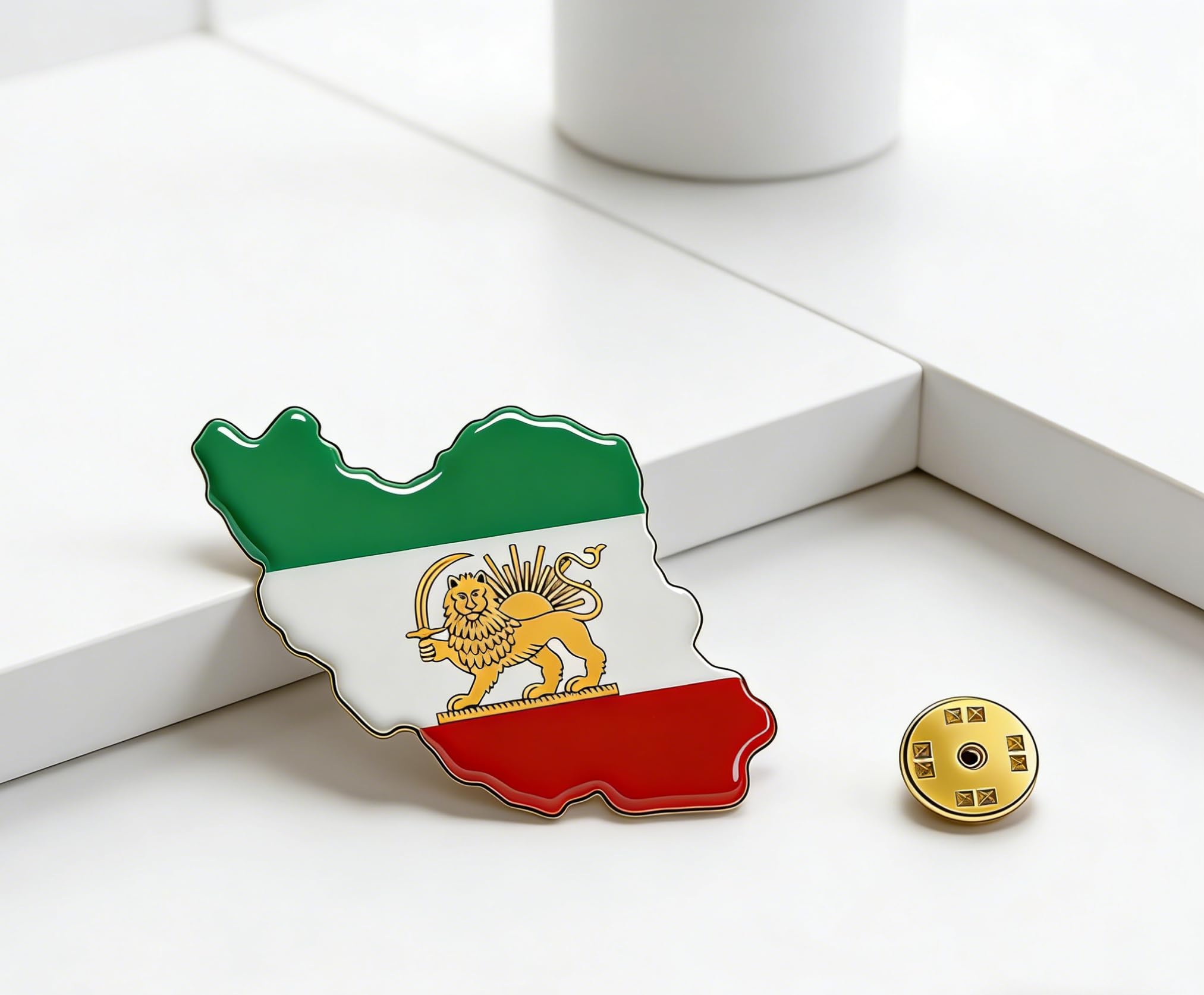 Amaxer Persien Iran Löwe und Sonne Flagge Emaille Brosche Revers Pins Old Persisch Iranische Löwe Sonne und Krone Pin Schmuck Statement Rucksack Abzeichen Tasche Dekoration Zubehör - 3