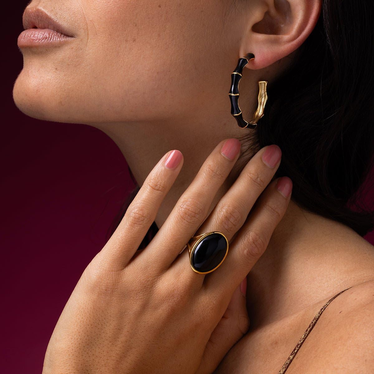 My Bendel Großer Gold oder Silber Ring mit Echtem Rundem Edelstein | Stylischer Ring für Damen | Vintage Design | Verfärbt Sich Nicht & Bleibt Glänzend | Inklusive Luxuriöser Geschenkverpackung