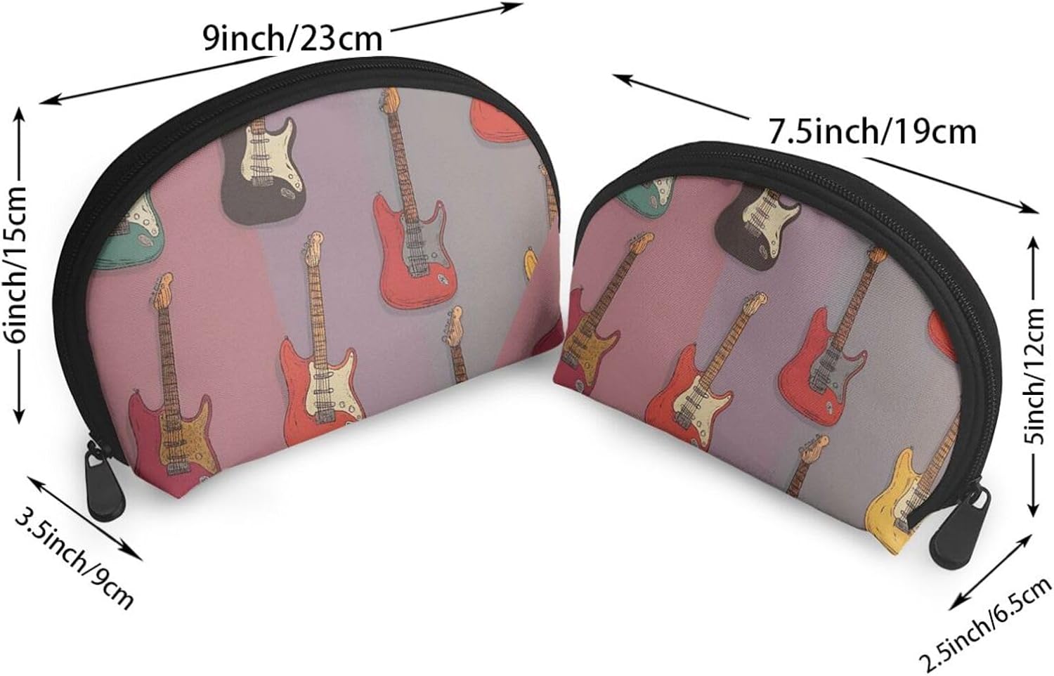 Colorful Guitar Music ﻿Portable Bags Clutch Pouch 2pcs Fashion Cosmetic Bag With Zipper image 2