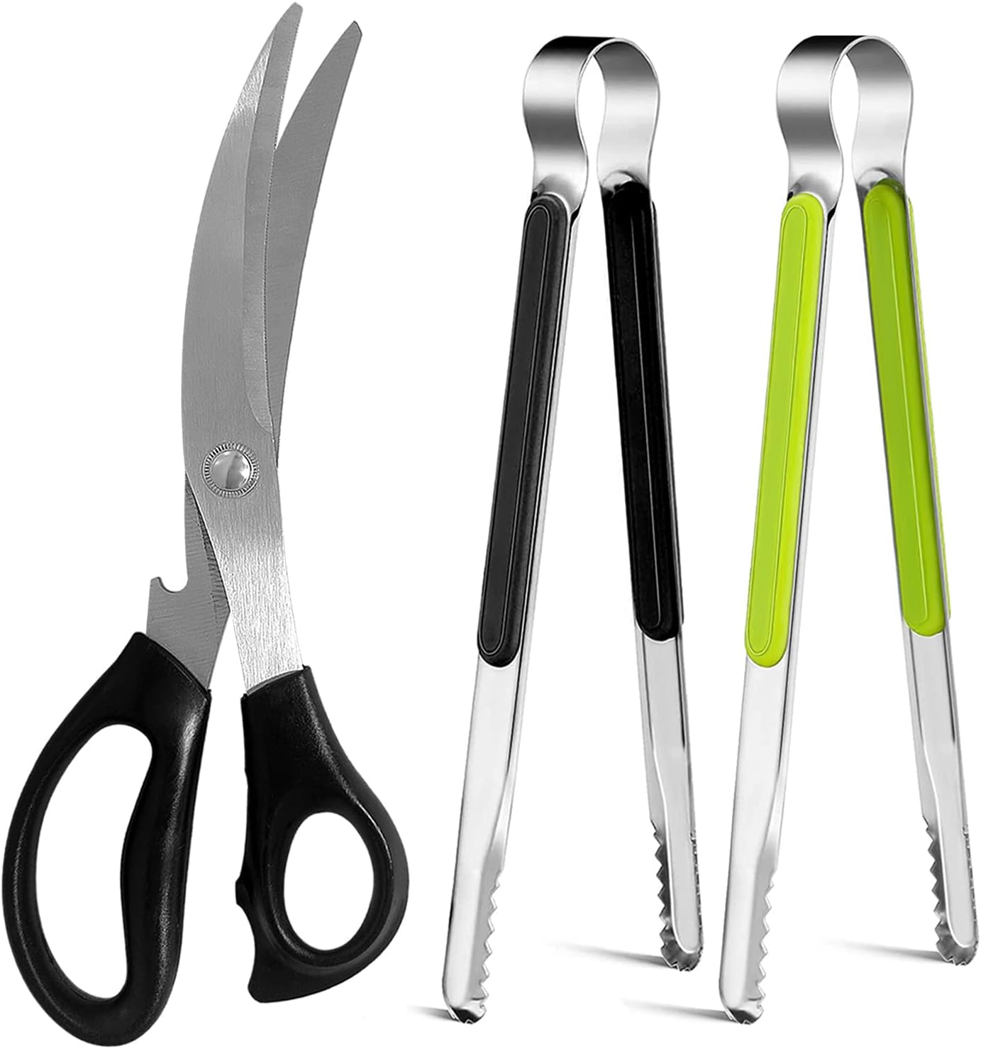 Kitchen Shear Multifunctional Stainless Steel Kitchen Scissors Tongs set Sharp and Durable Suitable for Poultry Scissors and Food Scissors Dishwasher safe