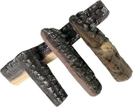 4pcs Small Gas Fireplace Logs Set of Ceramic Wood Logs for Fireplace Decorative,Use in Ethanol Fireplace,Propane Fire Bowl and Outdoor Fire Pit