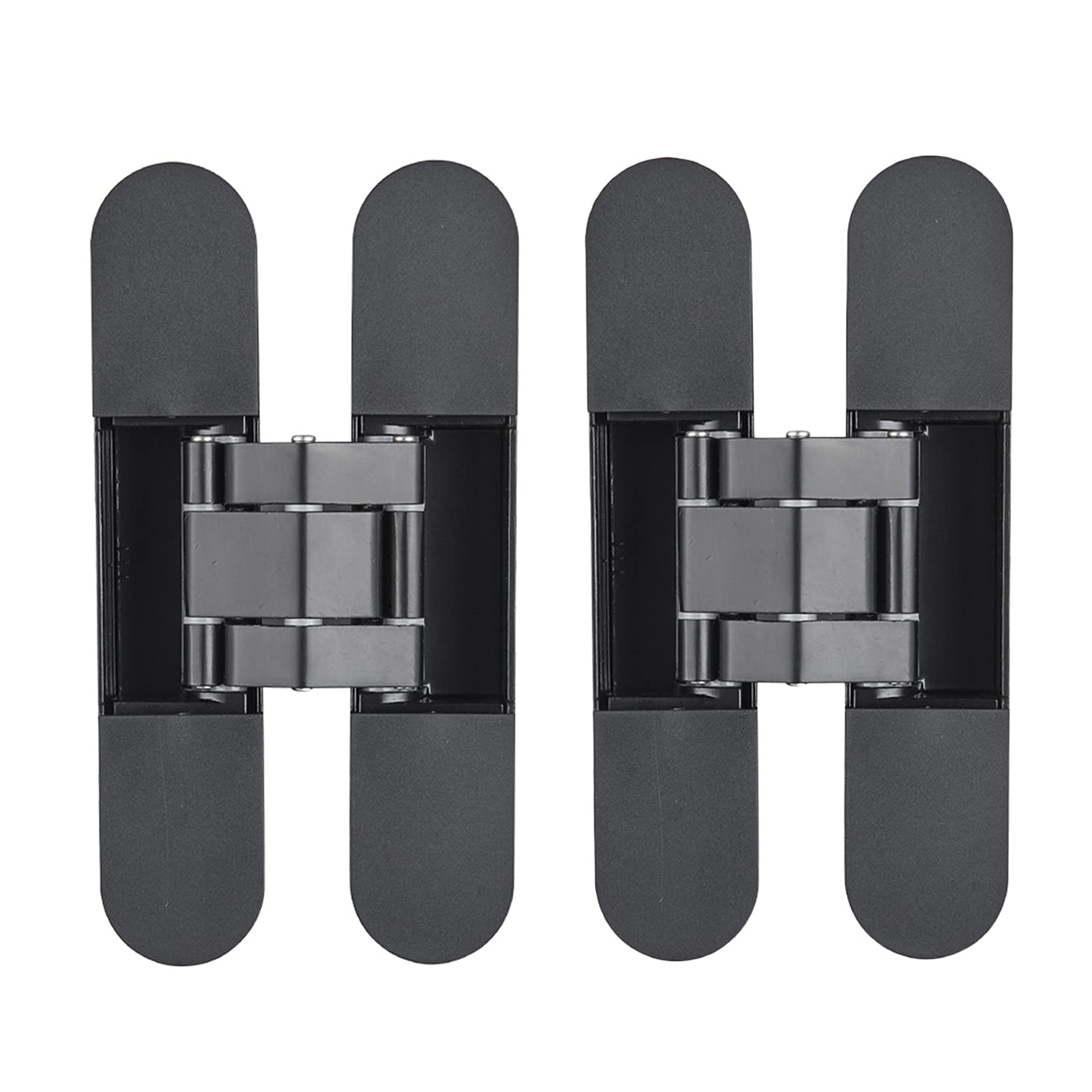 6 Inch Hidden Door Hinges, Invisible Hinges Concealed Hinges, Zinc Alloy 180 Degree Swing Hinge, 3 Way Adjustable Butt Hinge(Black)
