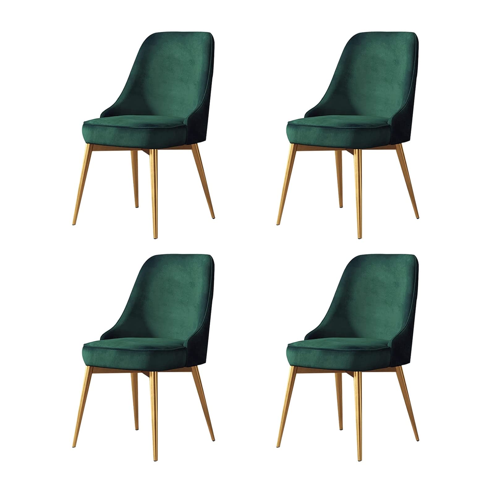 SJIALEN Kitchen Chairs Set of 4, for Apartment Balcony Bedroom Living Room Makeup Chair Velvet with Golden Legs Lounge Chairs Kitchen Chair (Color : Green, Size : Golden feet)