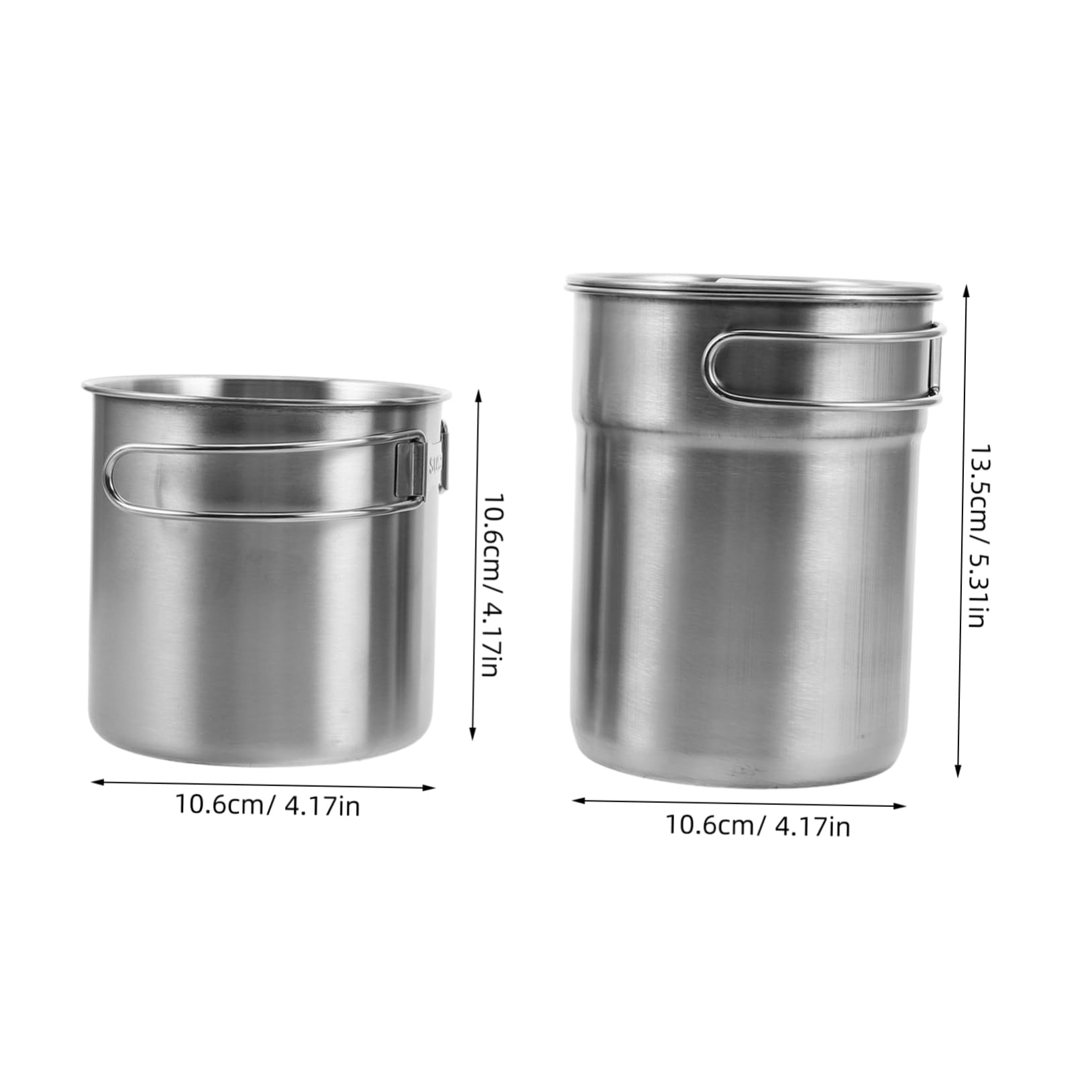 BESPORTBLE Bicchieri Pieghevoli da Viaggio 2 Pezzi in Acciaio Inox Argento | Tazze da Freddo Leggere e Impilabili, Tazze Rotonde con Manico Pieghevole per Picnic e Campeggio