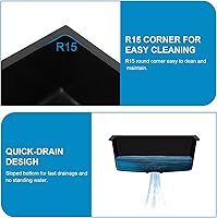 Vista 9 de 18 Granite Composite Bar Sink - Donsdey 18”×16” Undermount Granite Kitchen Sink Black Quartz Classic Composite Under Counter Single Bowl Bar Prep RV