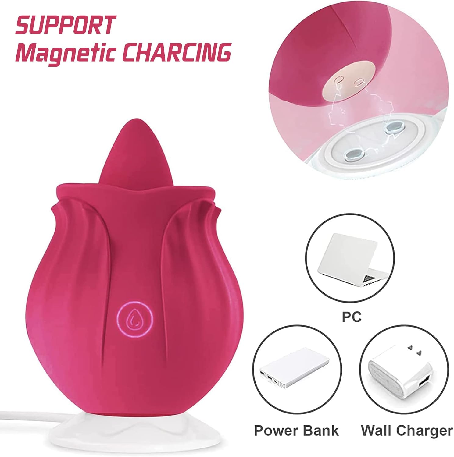 Generic Rose_Adult_Tool 2024 Women Toys, 10 Lick Waterproof Gifts Automatic Electric Adult Toys Machine USB Rechargeable Red Roses B-CX1702