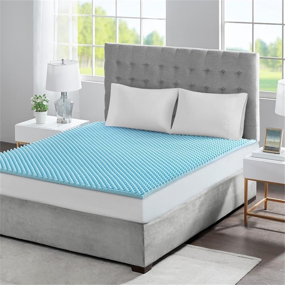 Pemberly Row 1.5" Gel Memory Foam Non-allergenic Mattress Topper - Blue
