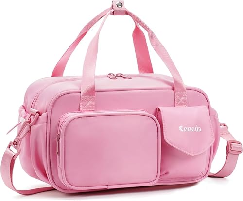 Ceneda Mini bolsa de gimnasio de 12 pulgadas para mujer, pequeña bolsa de lona con bolsillo húmedo, bolsa de viaje ligera con múltiples bolsillos