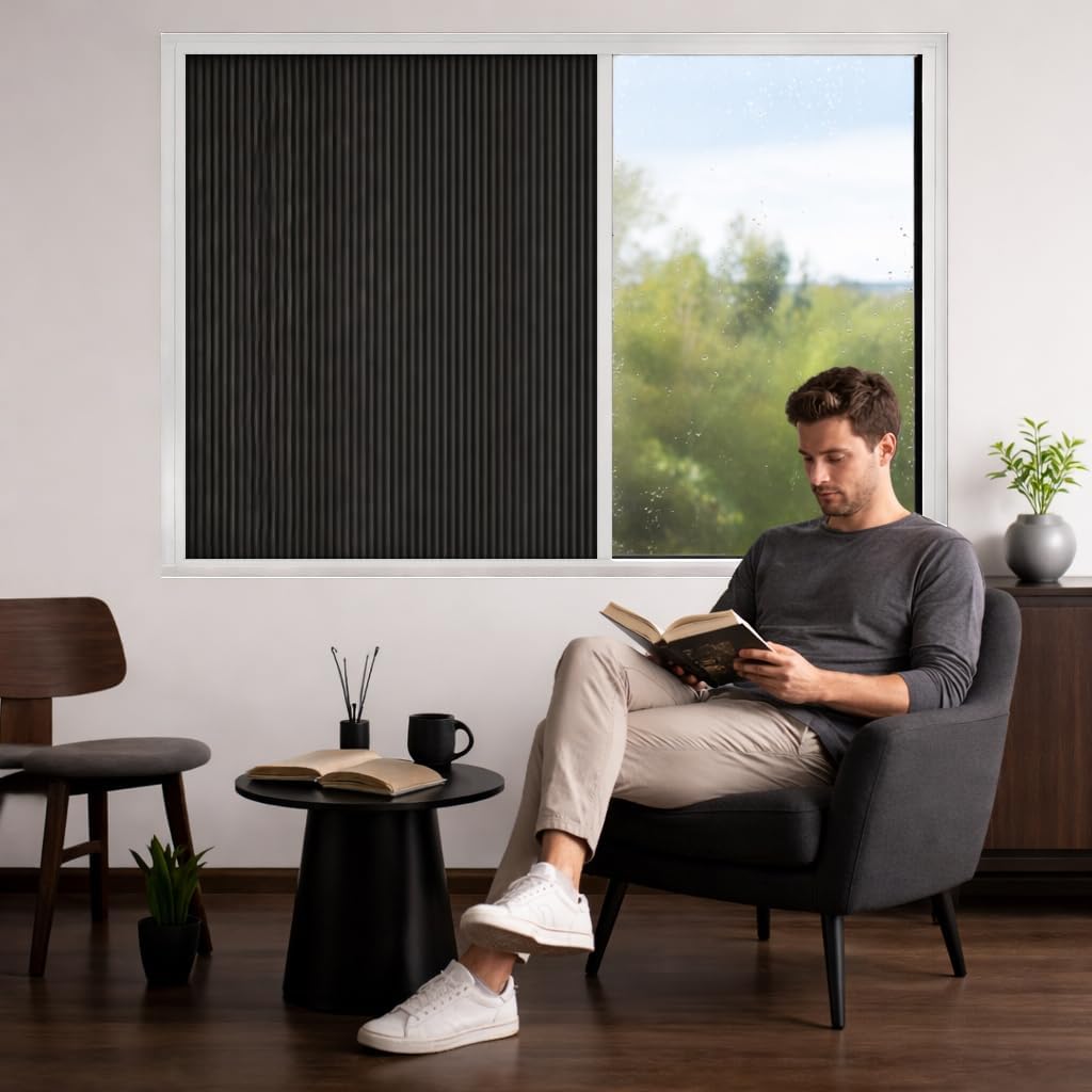 ZSHINE Motorized Blackout Skylight Cellular Shades (White Black)