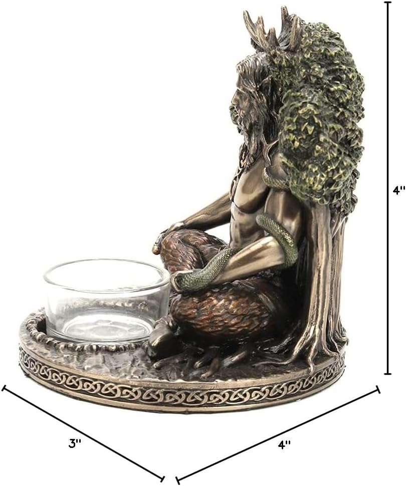 Veronese Design 5 1/4" Tall Celtic God Cernunnos Tealight Candle Holder Cold Cast Bronzed Resin Sculpture Wiccan Home Decor Figurine Collectibles