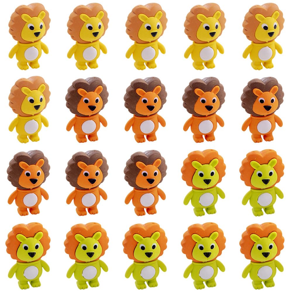 48 Stück Süße Löwenradiergummis aus Gummi Sichere und Praktische Auszeichnungsradierer für Spiel und Büro Radiergummis zum Zeichnen Zufällige Farbe