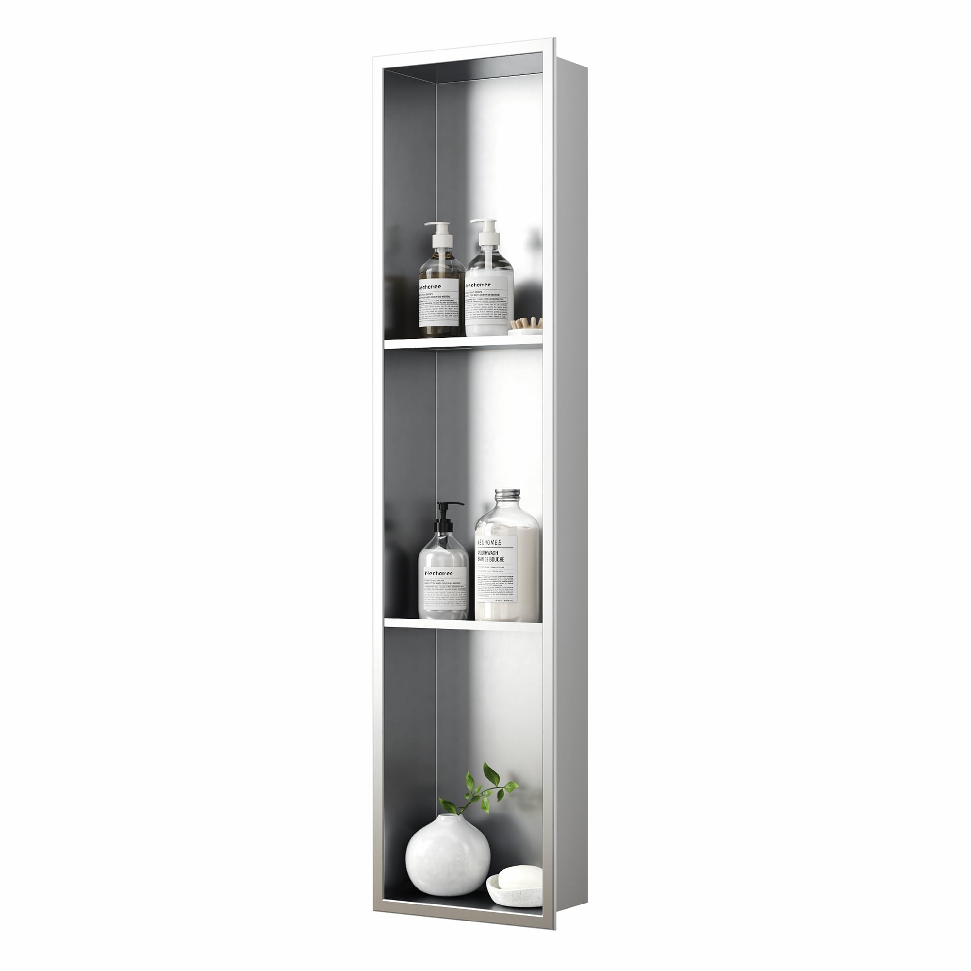 Neodrain Stainless Steel Shower Niche Wall Insert Recessed 3-Tier Shelf Shower Storage for Bathroom 90 x 20 x 10 cm