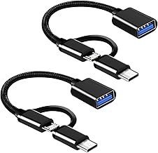 YRIKE Adaptateur Micro USB vers USB, Adaptateur 2 en 1 USB C/Micro vers USB 3.0 OTG (2 pièces), Compatible avec Les appareils MacBook Android Typc/Micro