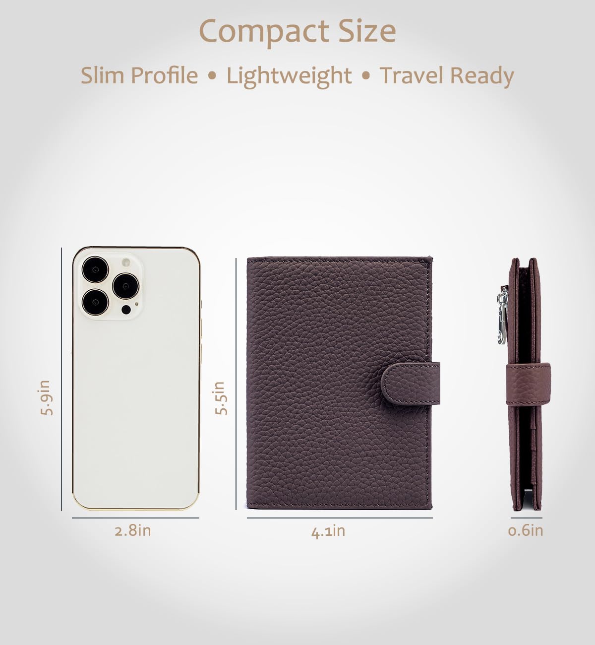 Soporte de cuero para pasaporte para mujeres de viaje, cartera de pasaporte con bloqueo RFID con ranuras para tarjetas, bolsillo para monedas y ranura para SIM, organizador de viaje delgado de