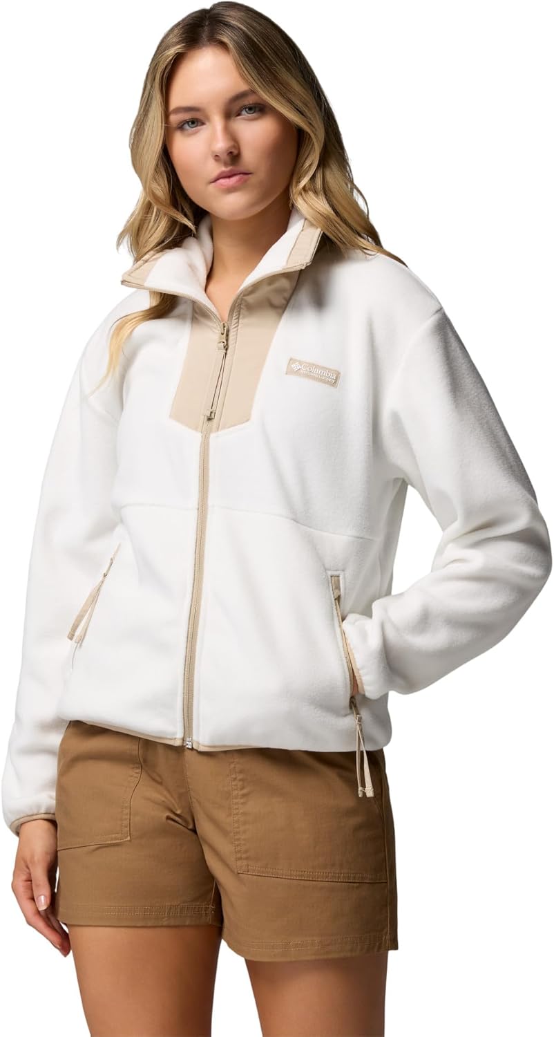 Columbia Women's Sequoia Grove Full Zip Fleece Jacket, Sea Salt/Ancient Fossil, X-Small